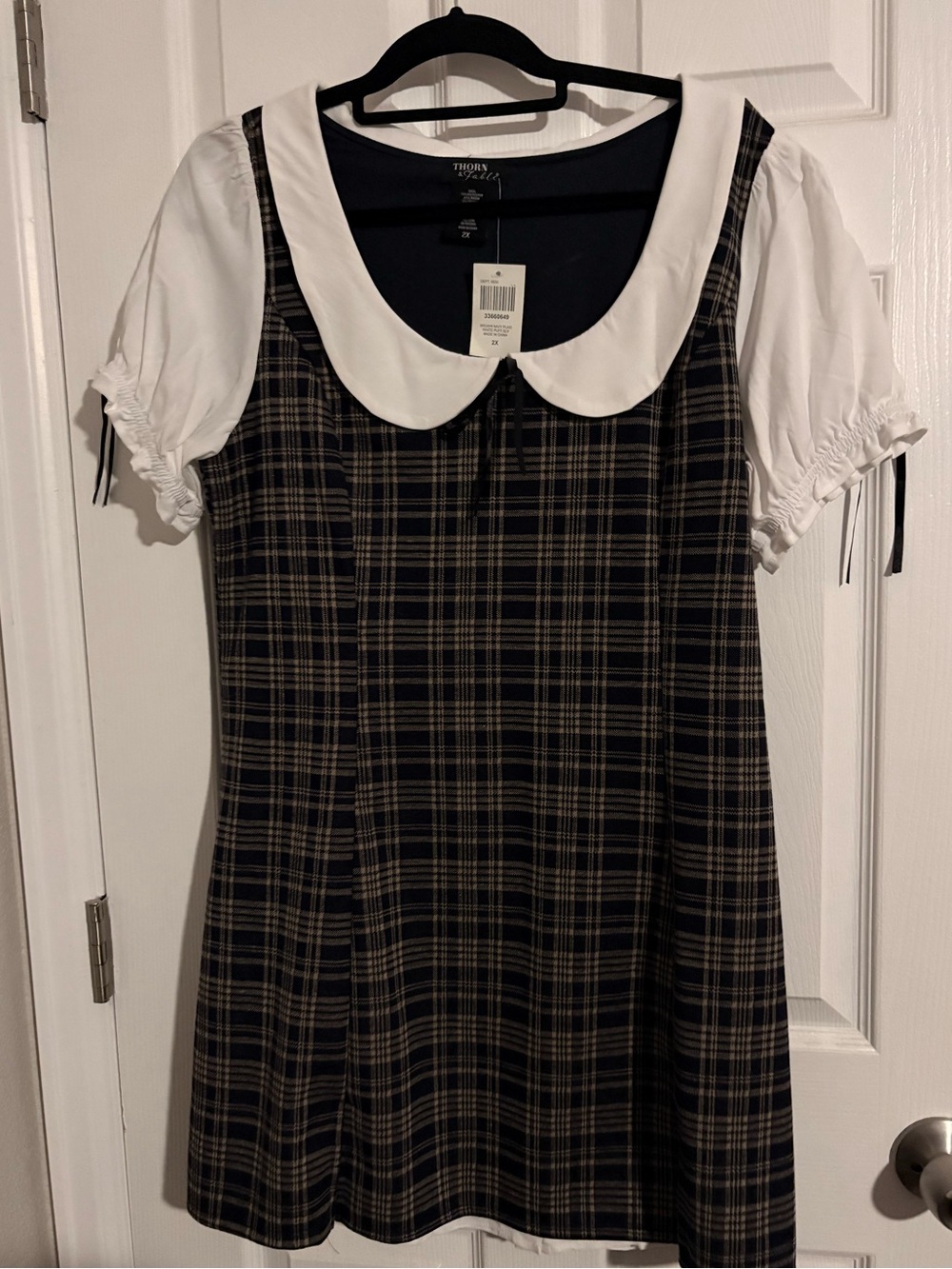 Hottopic Navy Plaid Peter Pan Collar Dress